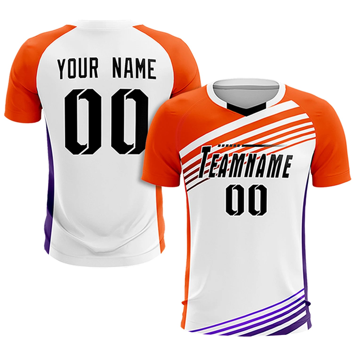 Custom White Orange-Black Gradient Sport Soccer Sets Jersey