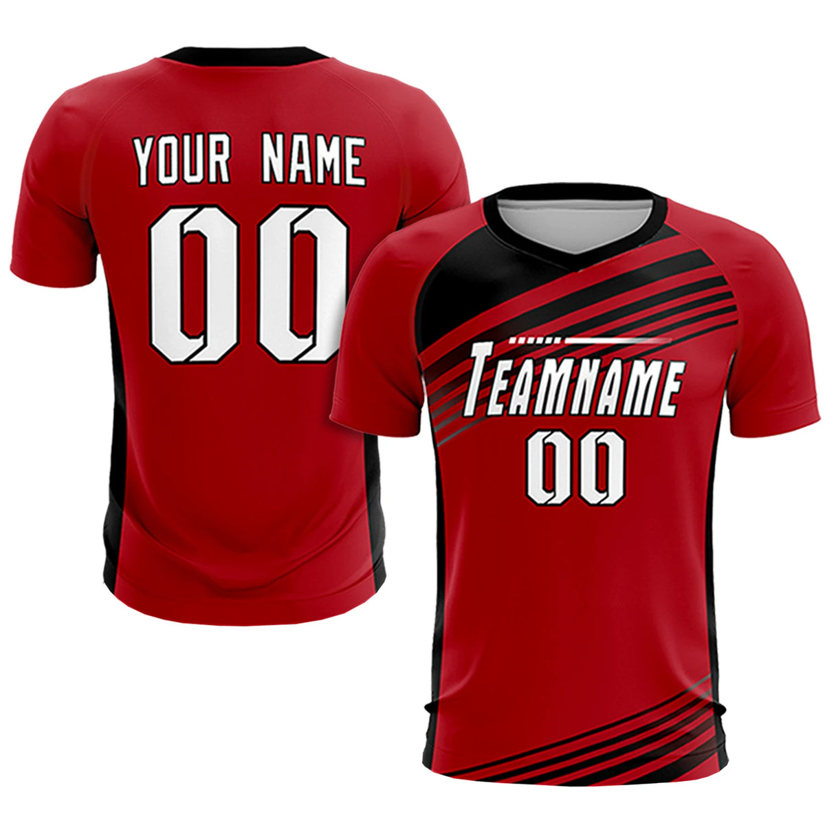 Custom Red Black-White Gradient Sport Soccer Sets Jersey