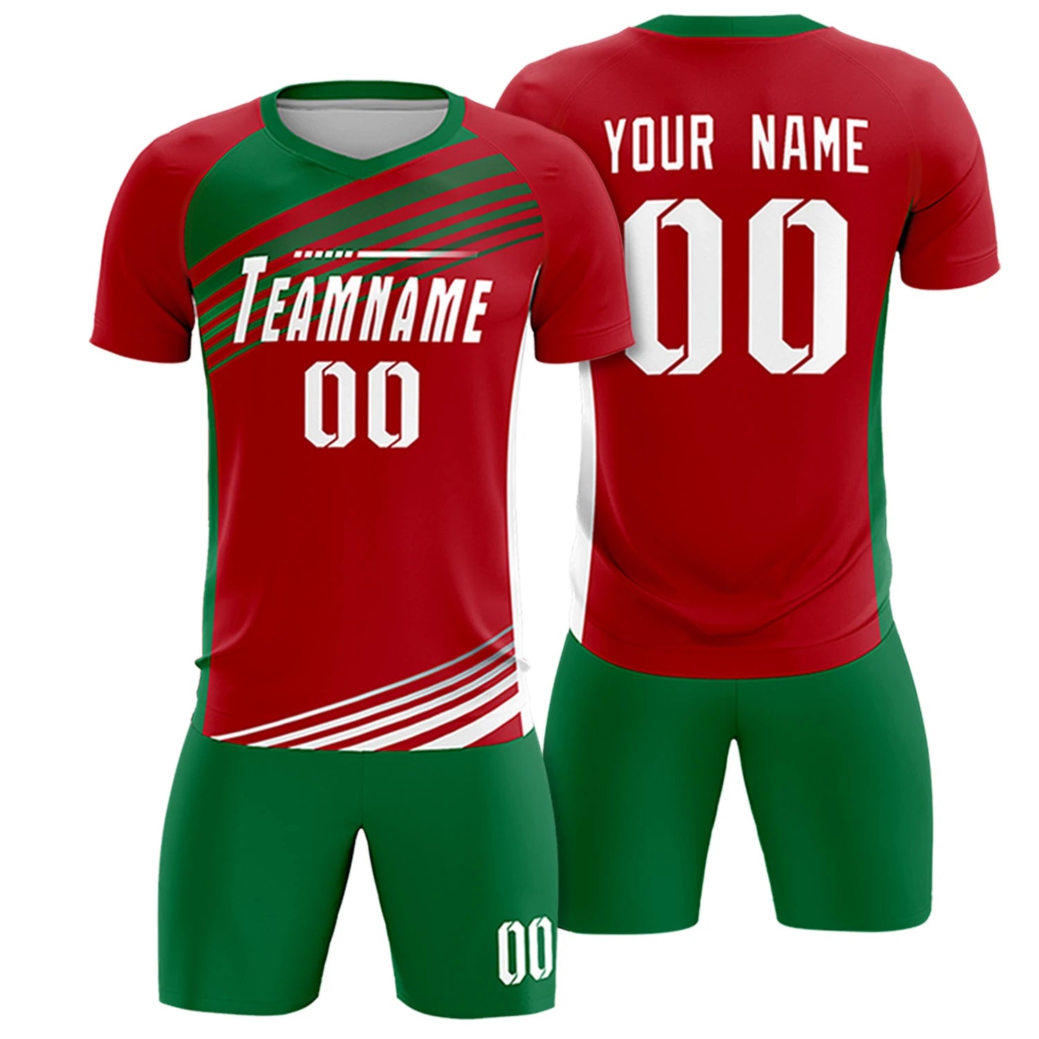Custom Red Kelly Green-White Gradient Sport Soccer Sets Jersey