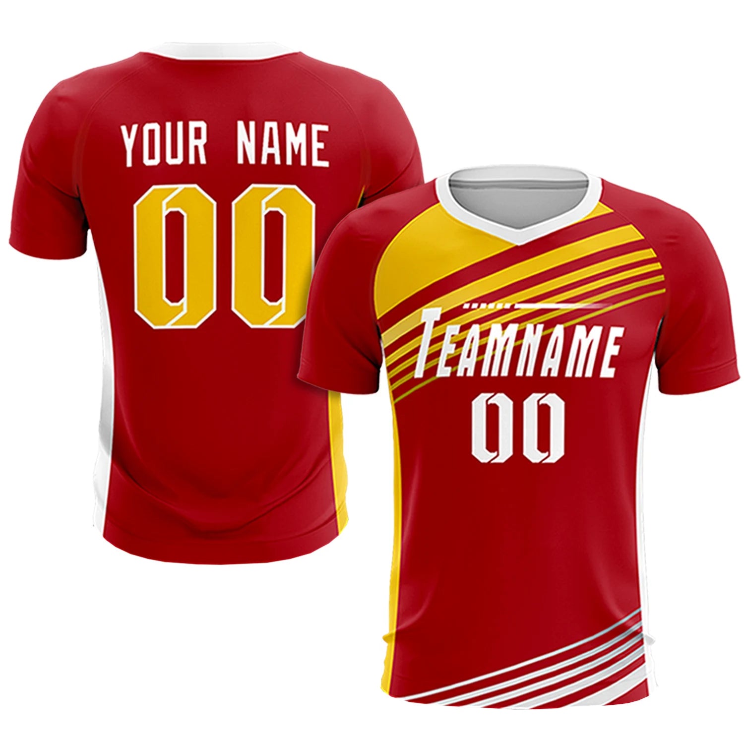 Custom Red Yellow-White Gradient Sport Soccer Sets Jersey