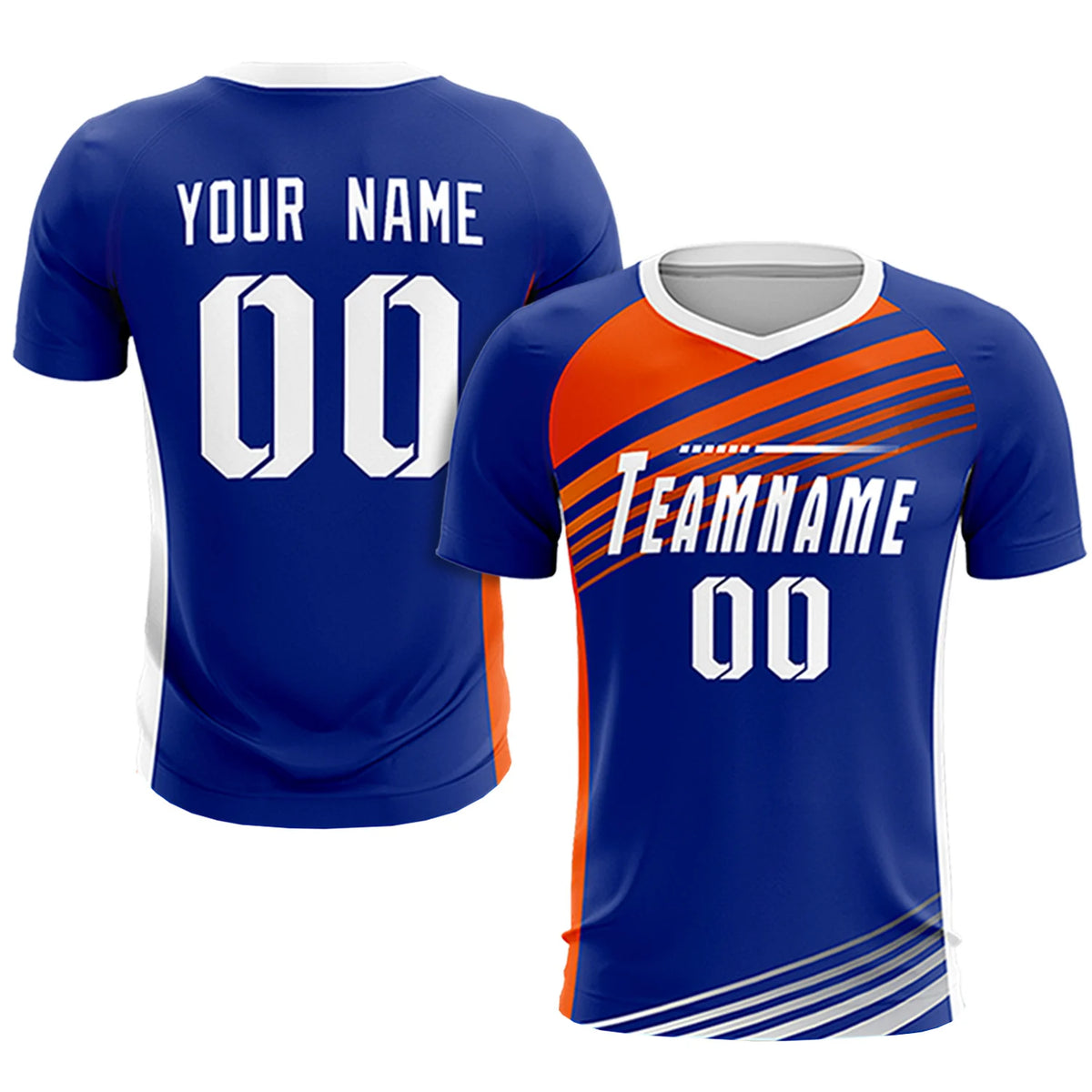 Custom Royal Blue Orange-White Gradient Sport Soccer Sets Jersey