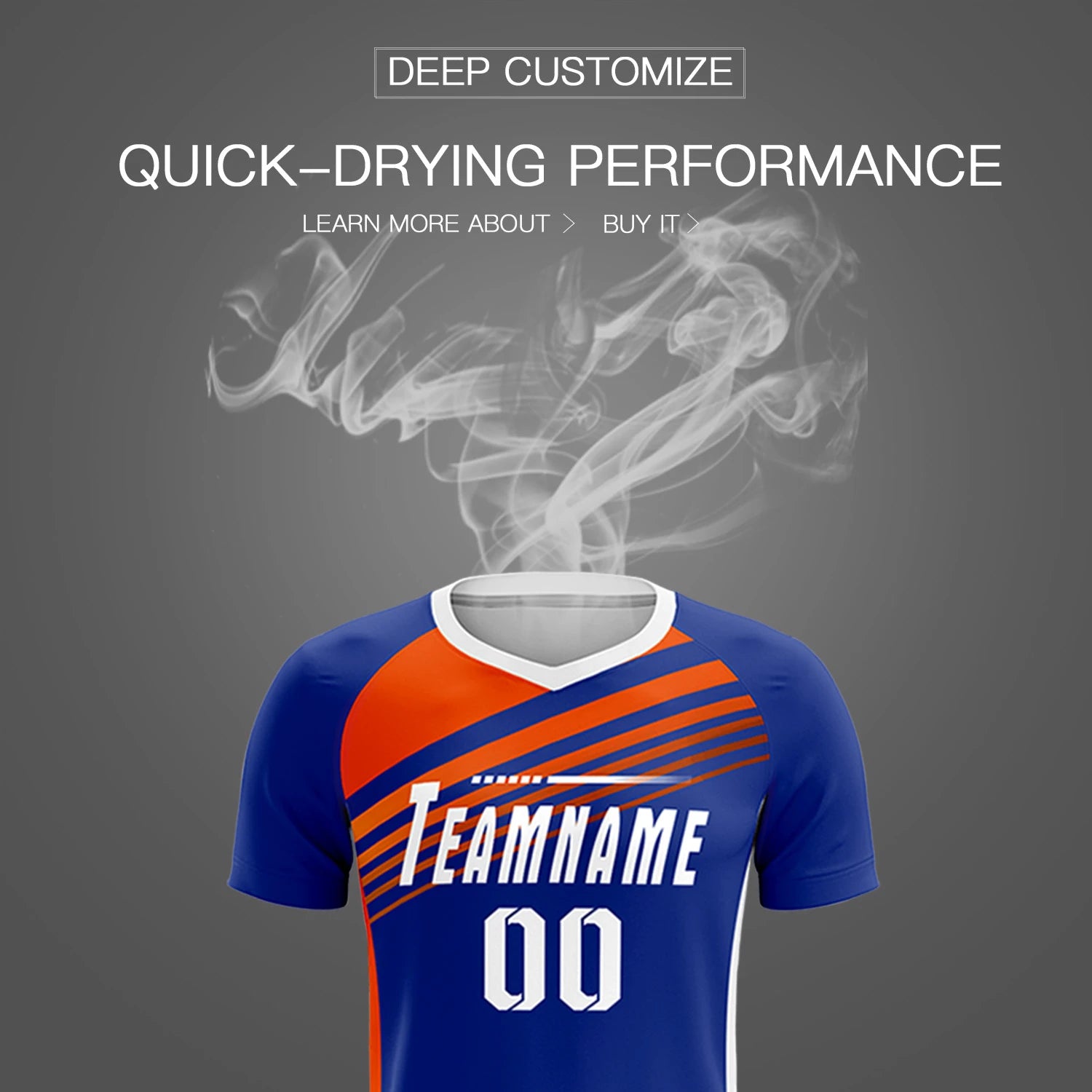 Custom Royal Blue Orange-White Gradient Sport Soccer Sets Jersey