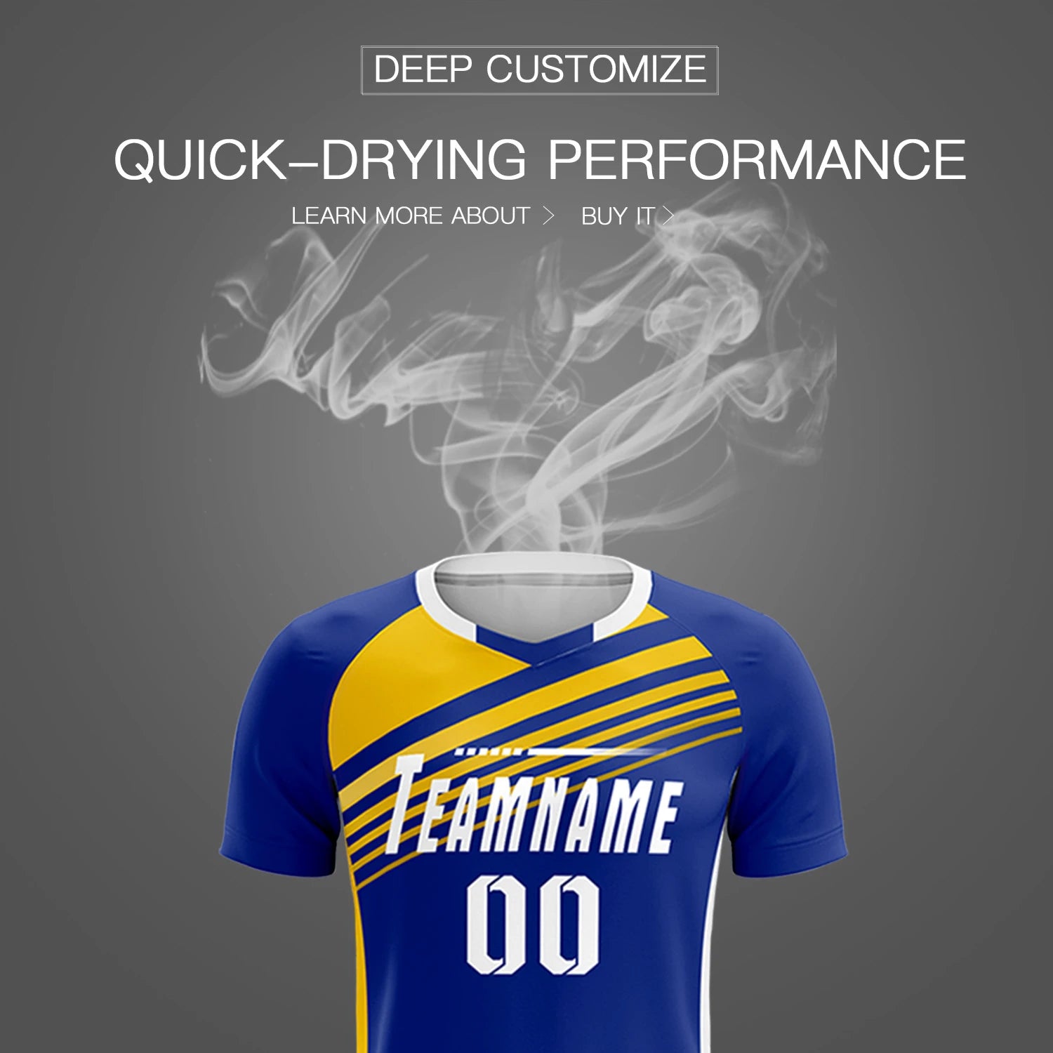 Custom Royal Blue Gold-White Gradient Sport Soccer Sets Jersey