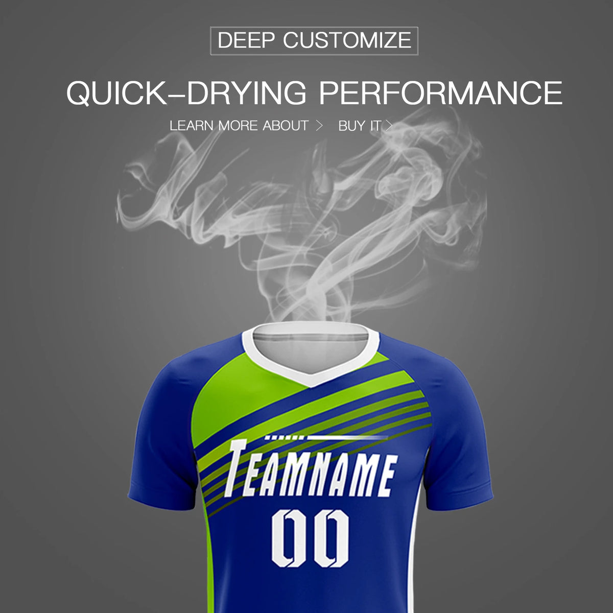 Custom Royal Blue Neon Green-White Gradient Sport Soccer Sets Jersey