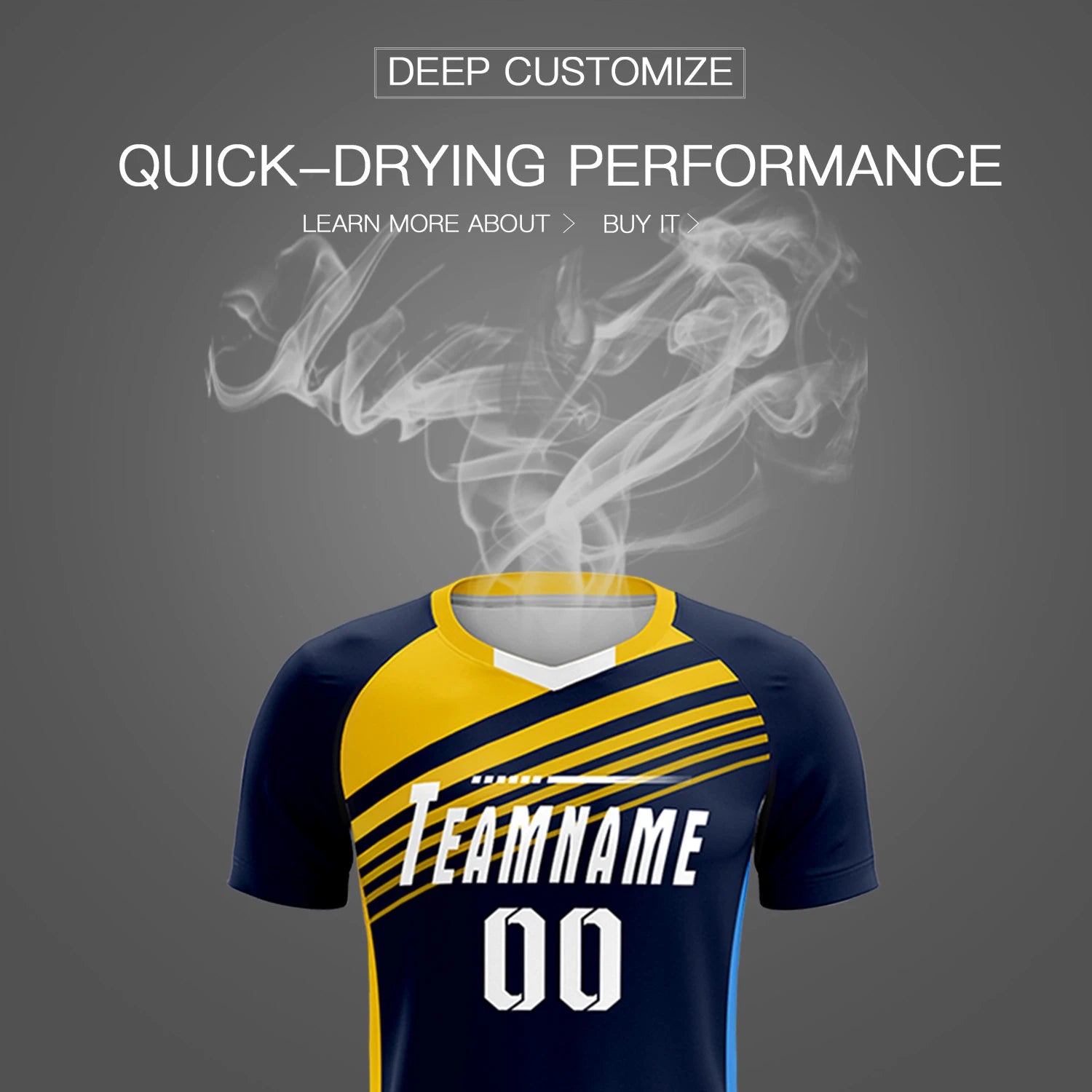 Custom Navy Gold-White Gradient Sport Soccer Sets Jersey