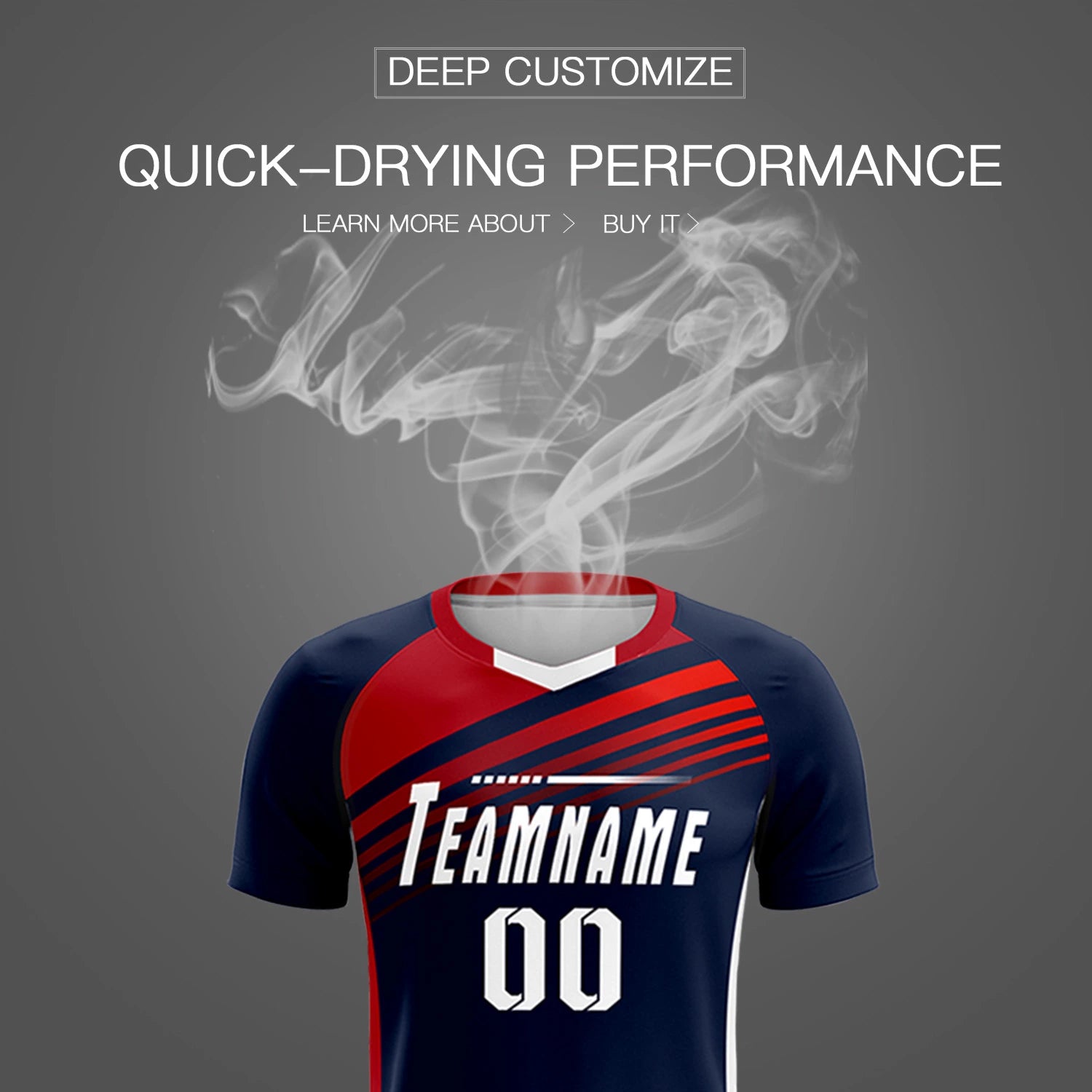 Custom Navy Red-White Gradient Sport Soccer Sets Jersey