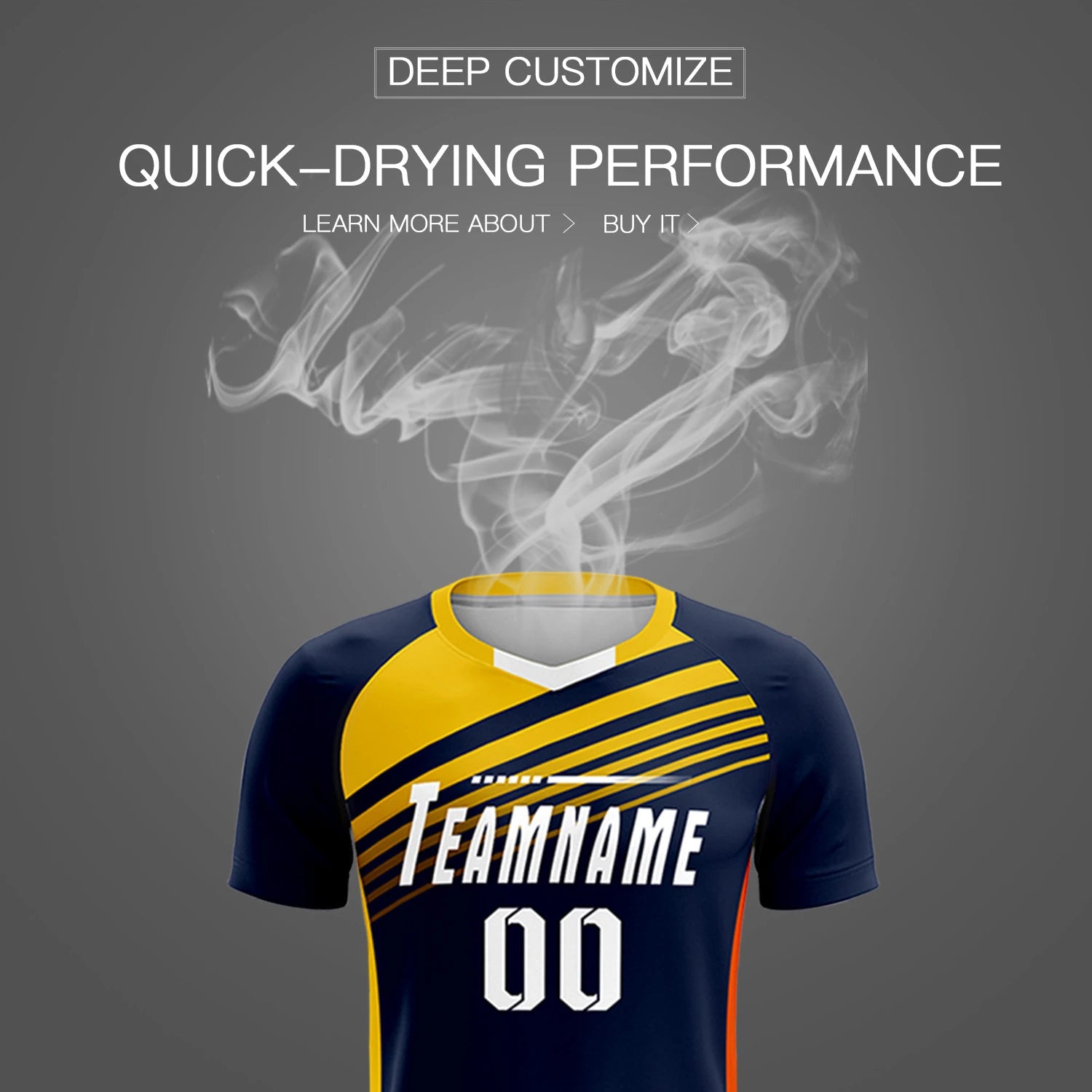 Custom Navy Gold-White Gradient Sport Soccer Sets Jersey