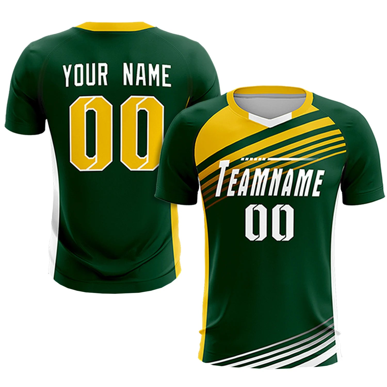 Custom Green Gold-White Gradient Sport Soccer Sets Jersey