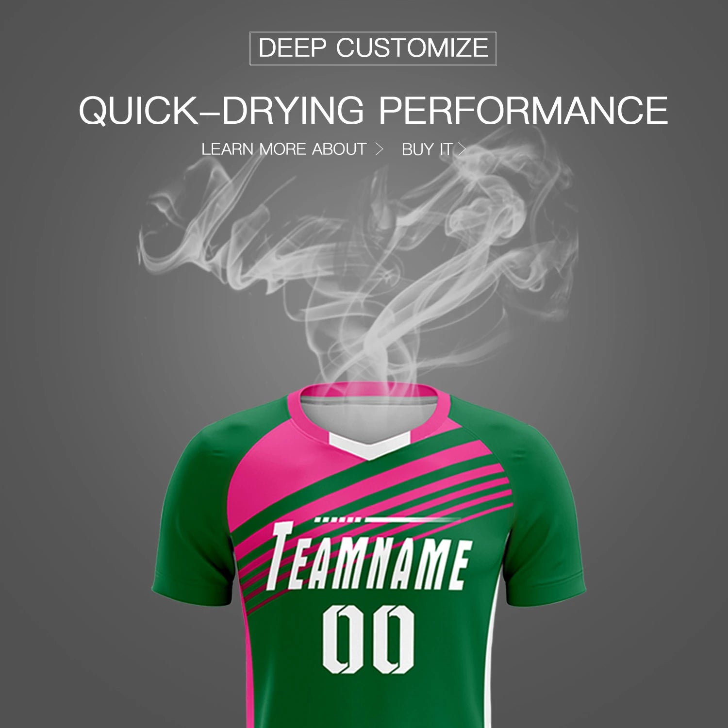 Custom Kelly Green Pink-White Gradient Sport Soccer Sets Jersey