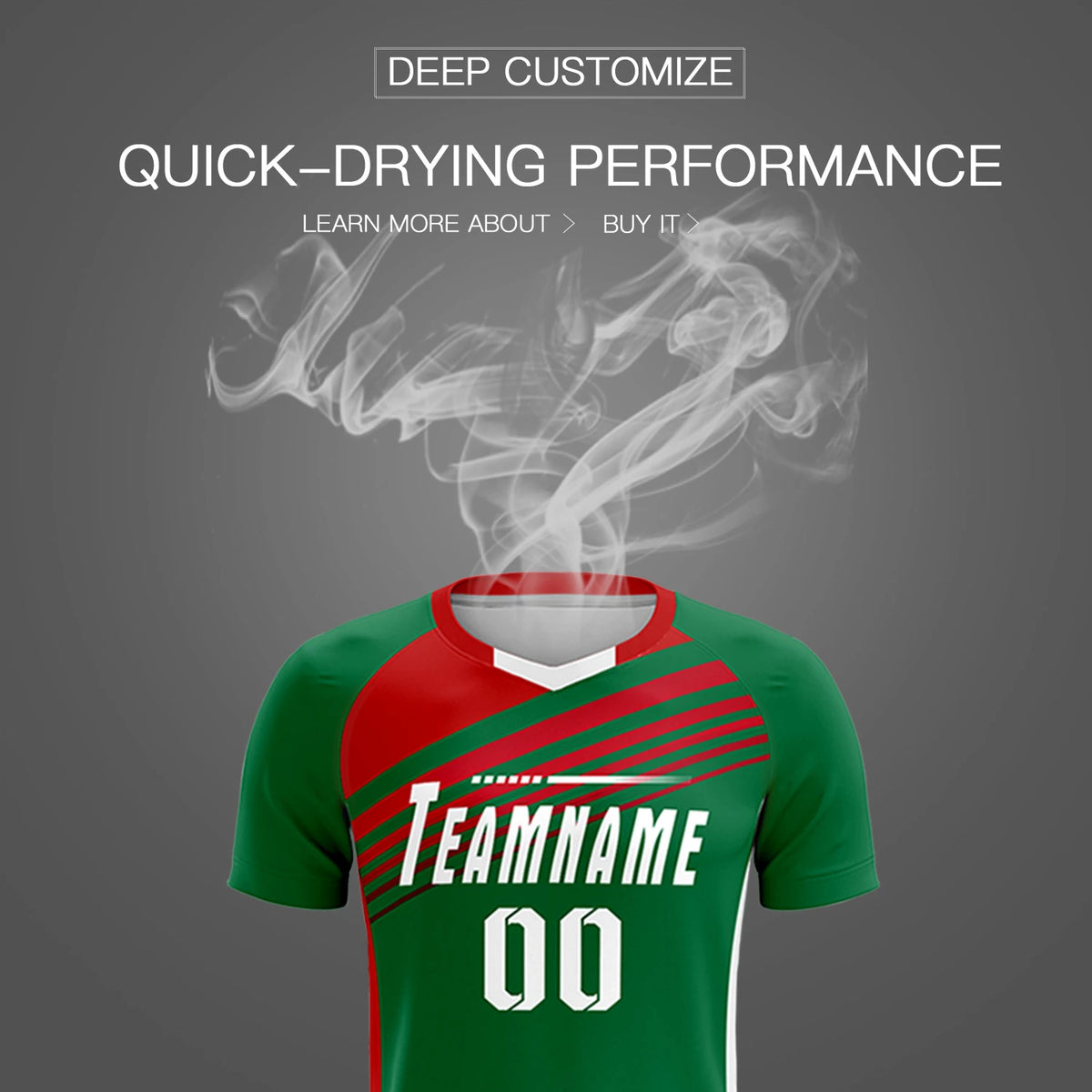 Custom Kelly Green Red-White Gradient Sport Soccer Sets Jersey