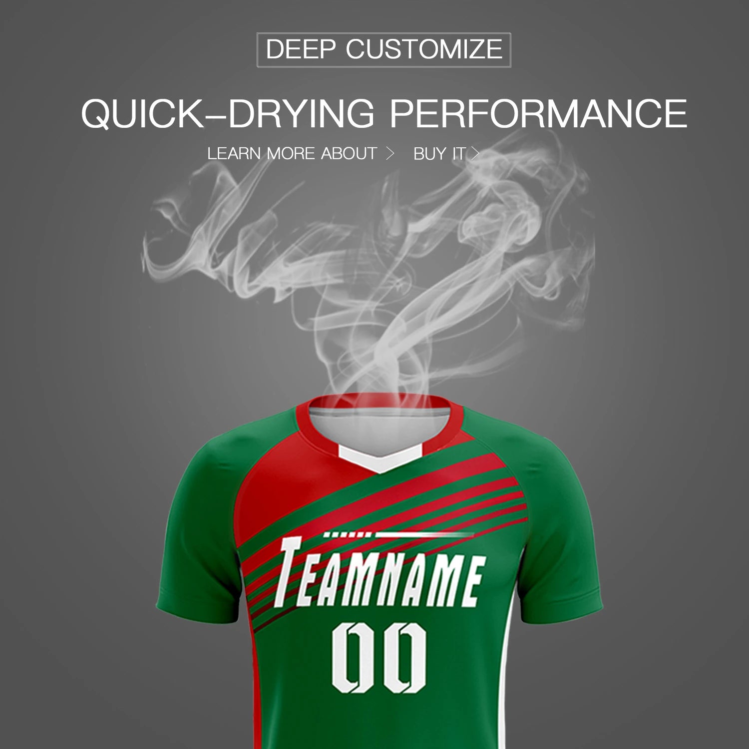 Custom Kelly Green Red-White Gradient Sport Soccer Sets Jersey