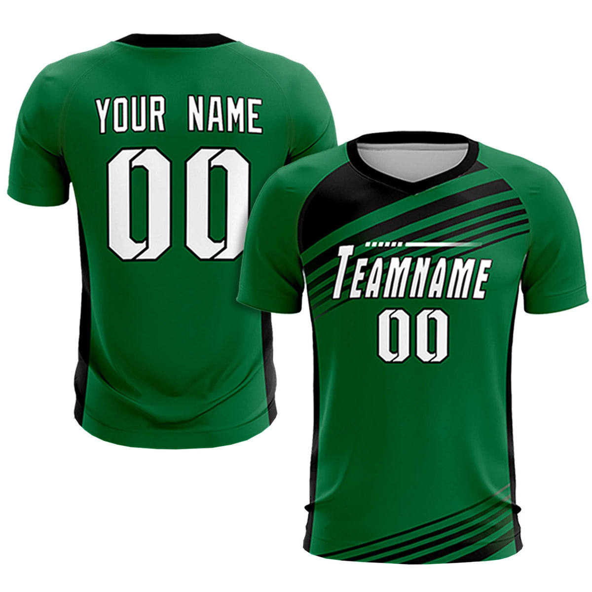 Custom Kelly Green Black-White Gradient Sport Soccer Sets Jersey