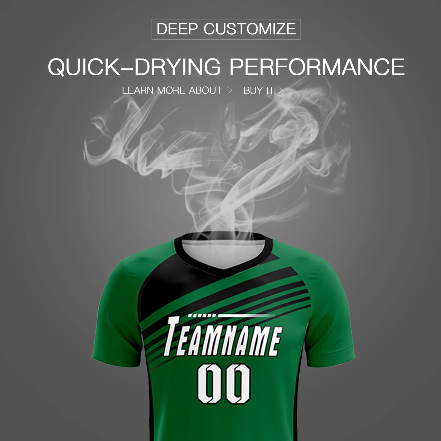 Custom Kelly Green Black-White Gradient Sport Soccer Sets Jersey