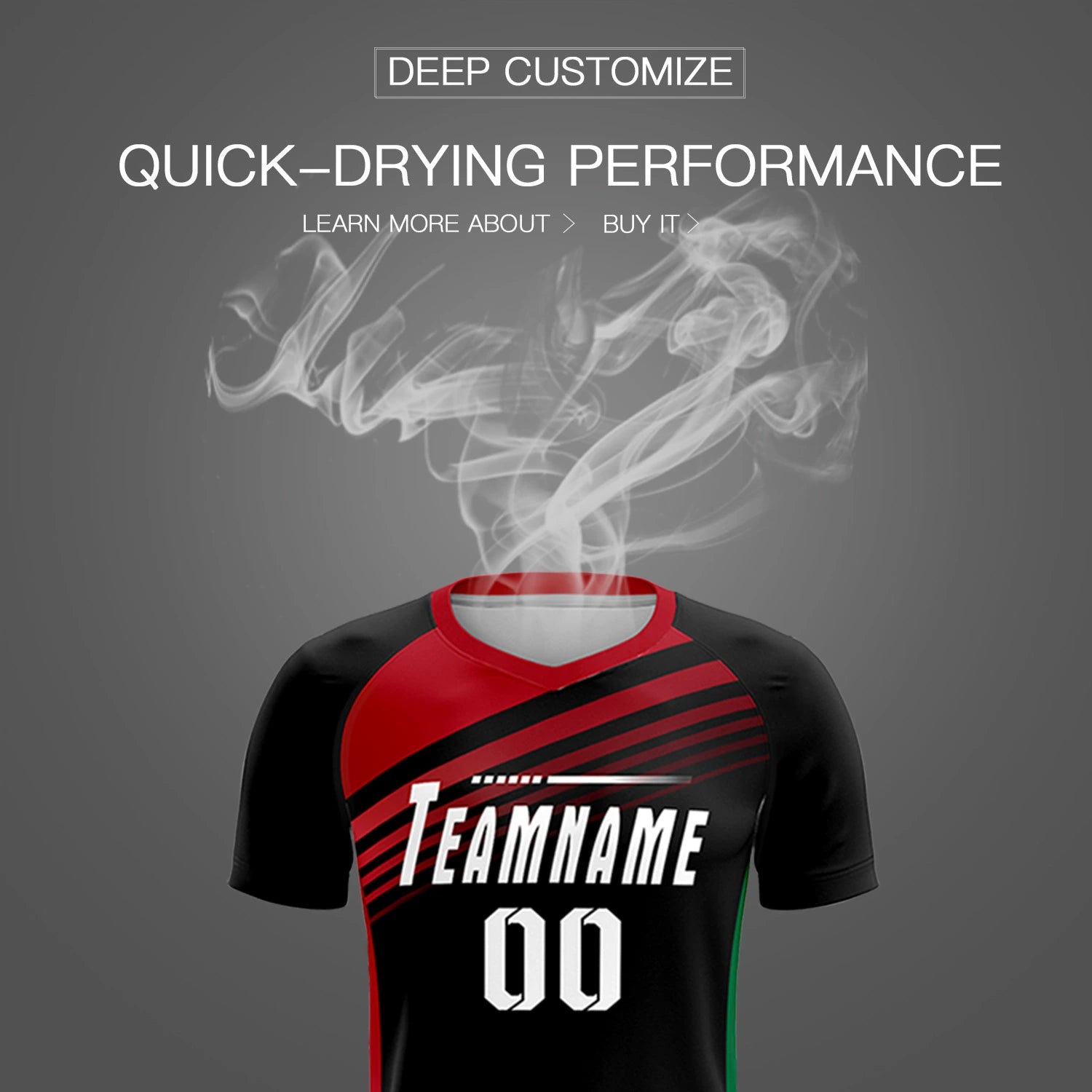 Custom Black Red-White Gradient Sport Soccer Sets Jersey