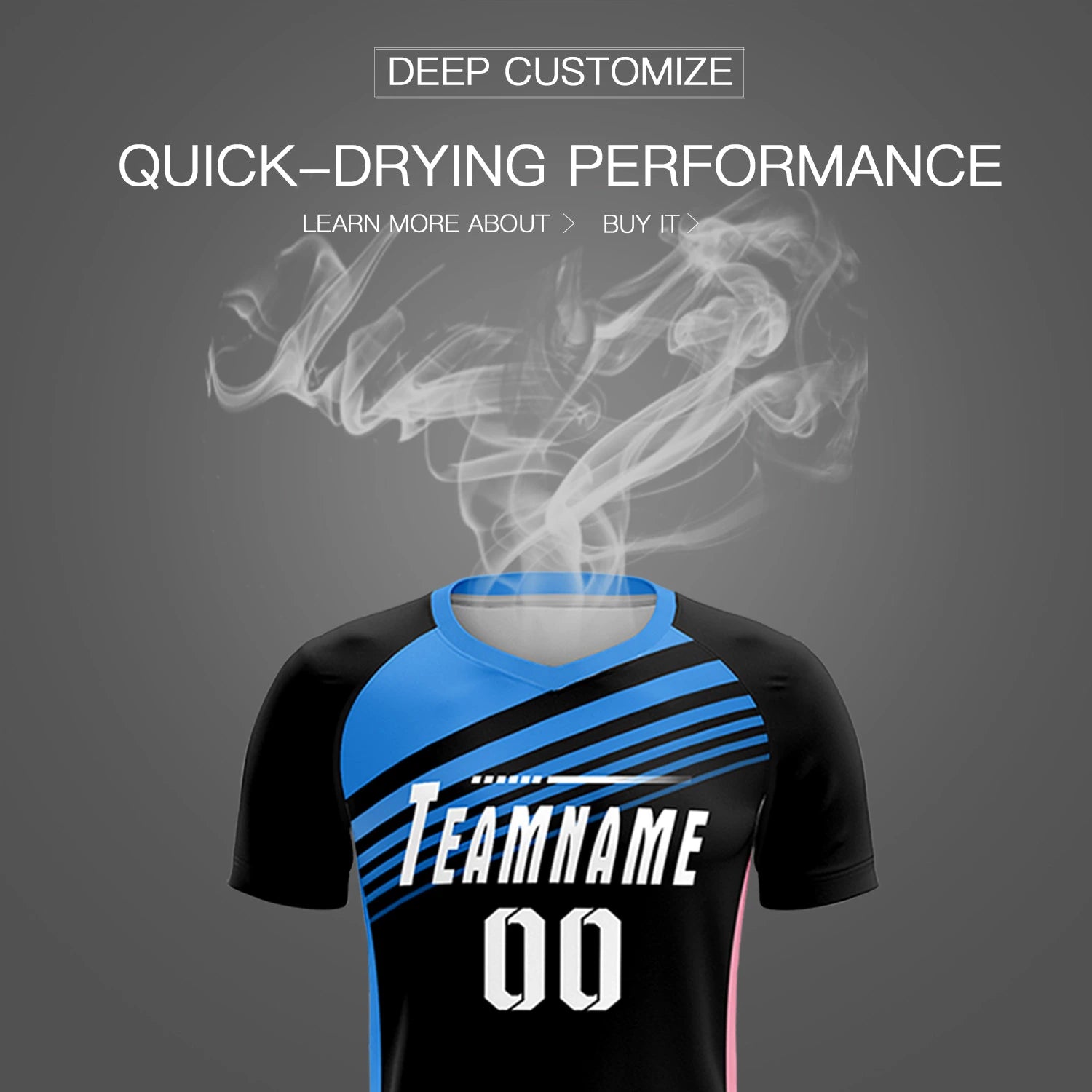 Custom Black Powder Blue-White Gradient Sport Soccer Sets Jersey