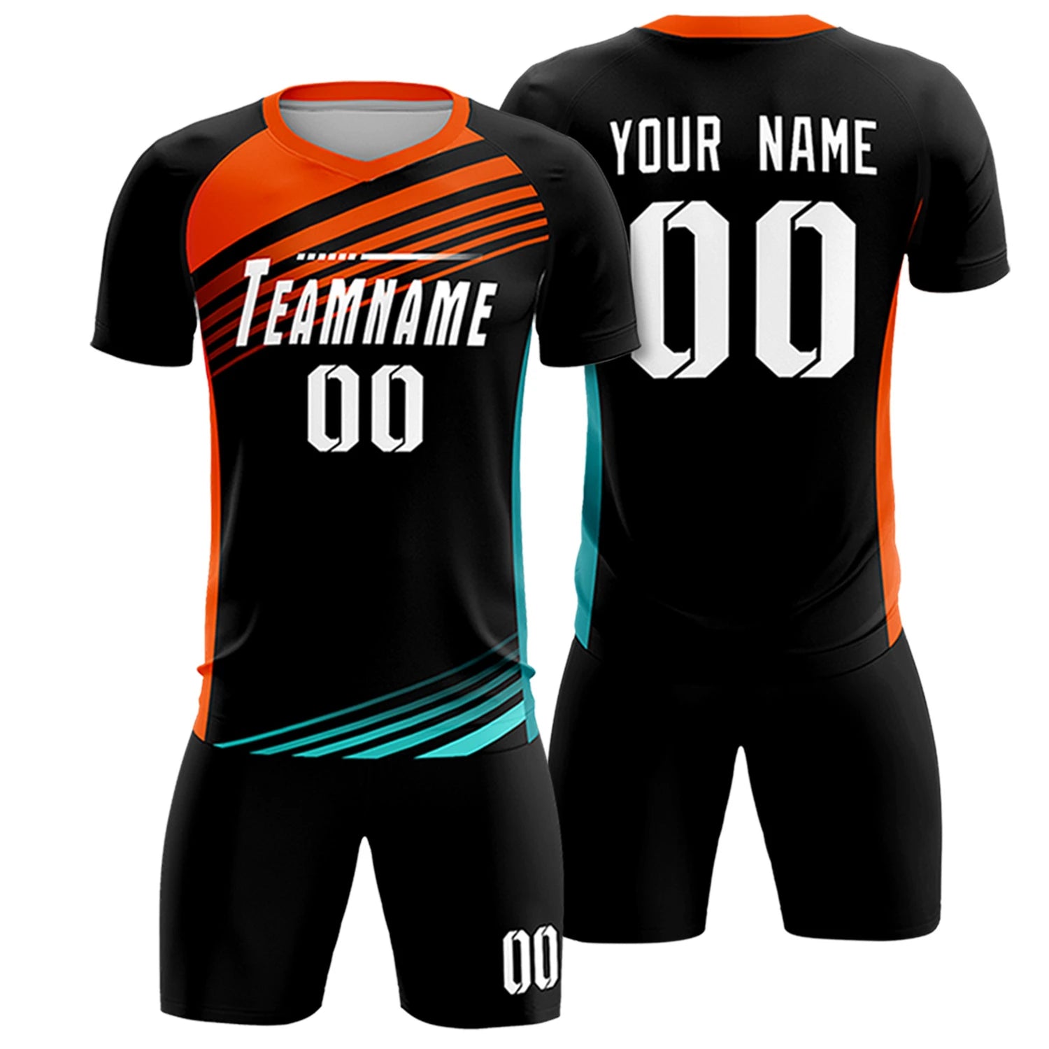 Custom Black Orange-White Gradient Sport Soccer Sets Jersey