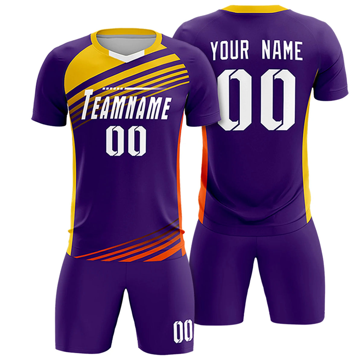 Custom Purple Gold-White Gradient Sport Soccer Sets Jersey