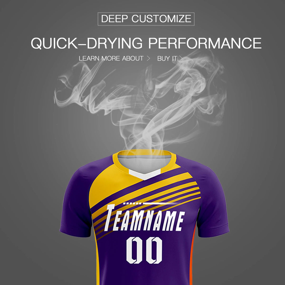 Custom Purple Gold-White Gradient Sport Soccer Sets Jersey