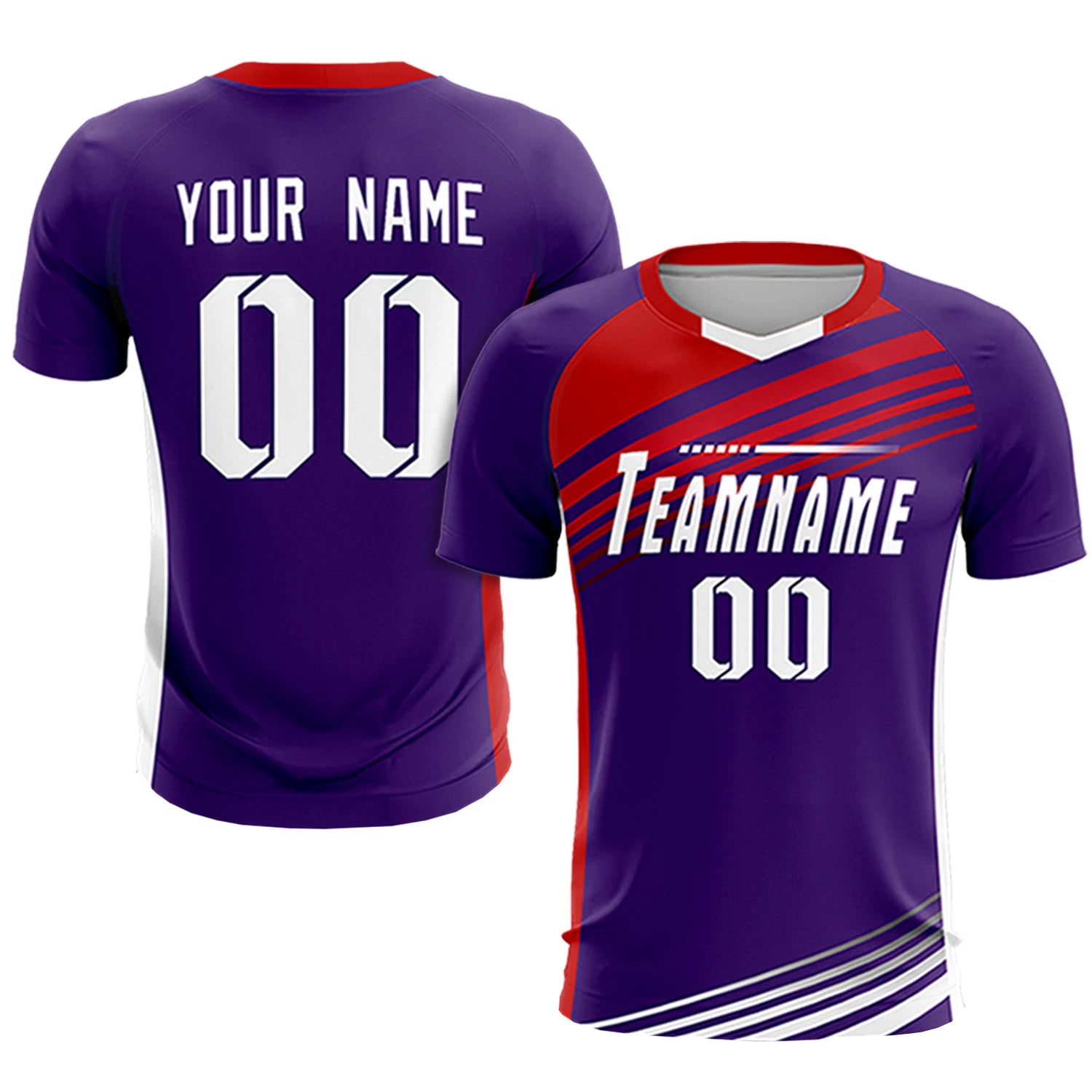 Custom Purple Red-White Gradient Sport Soccer Sets Jersey