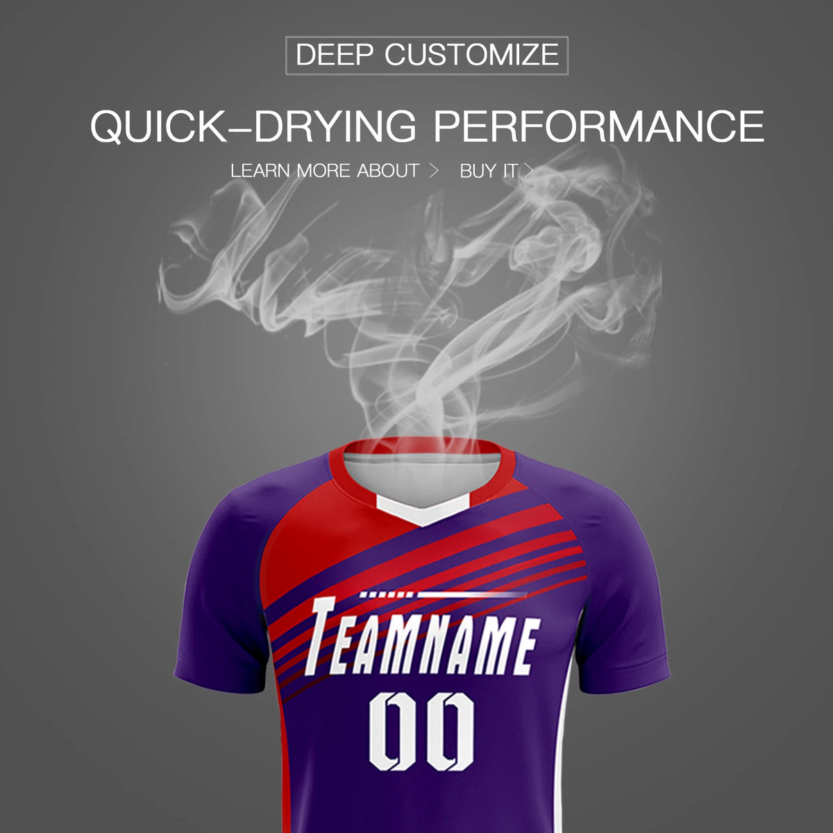 Custom Purple Red-White Gradient Sport Soccer Sets Jersey