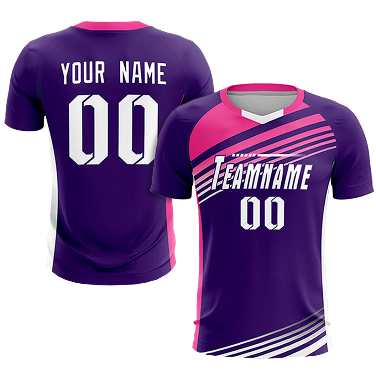 Custom Purple Pink-White Gradient Sport Soccer Sets Jersey