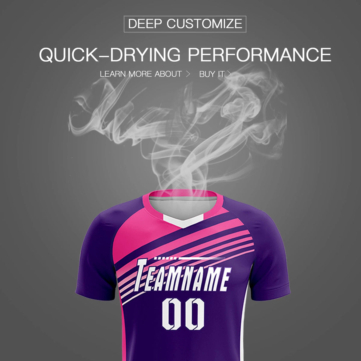 Custom Purple Pink-White Gradient Sport Soccer Sets Jersey