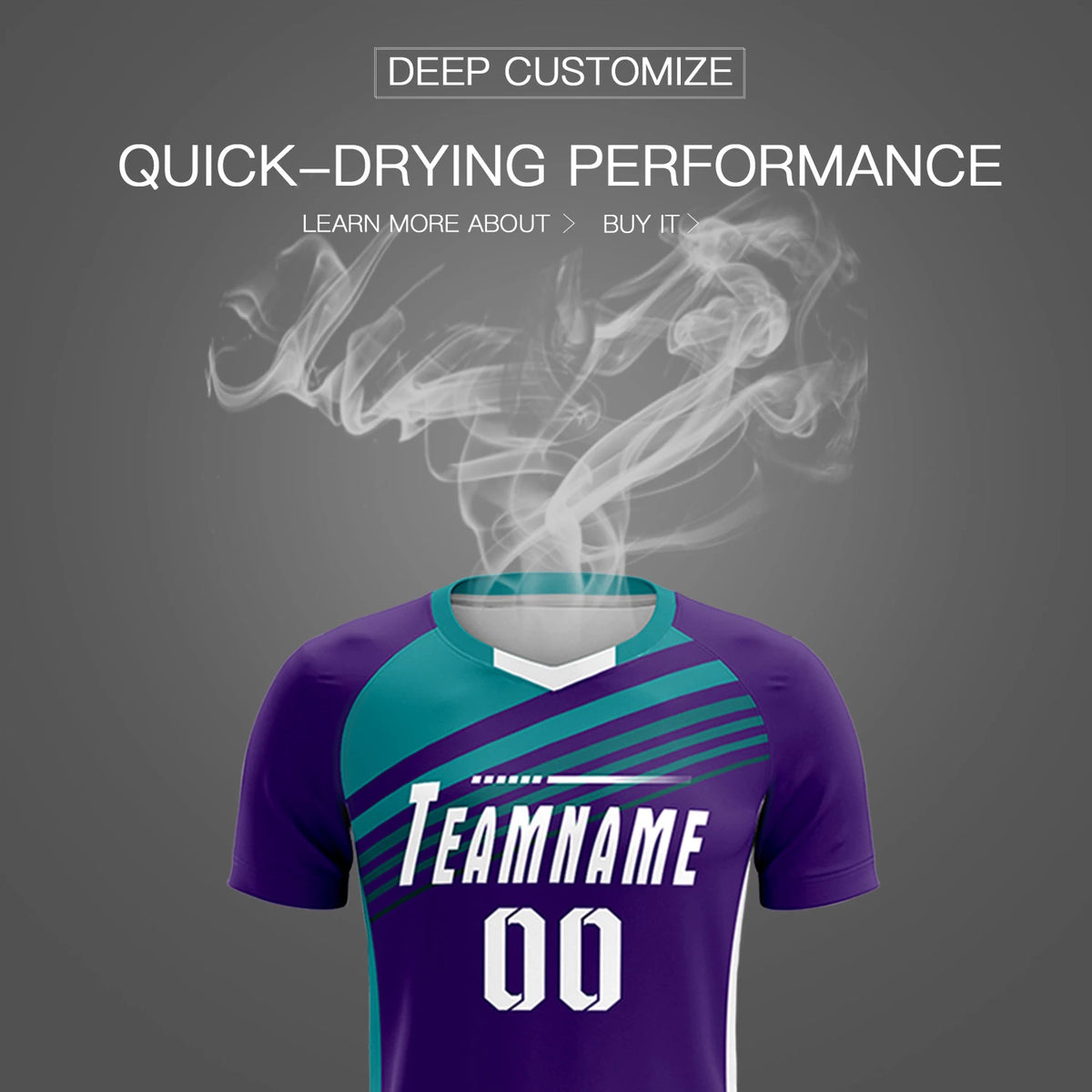 Custom Purple Aqua-White Gradient Sport Soccer Sets Jersey