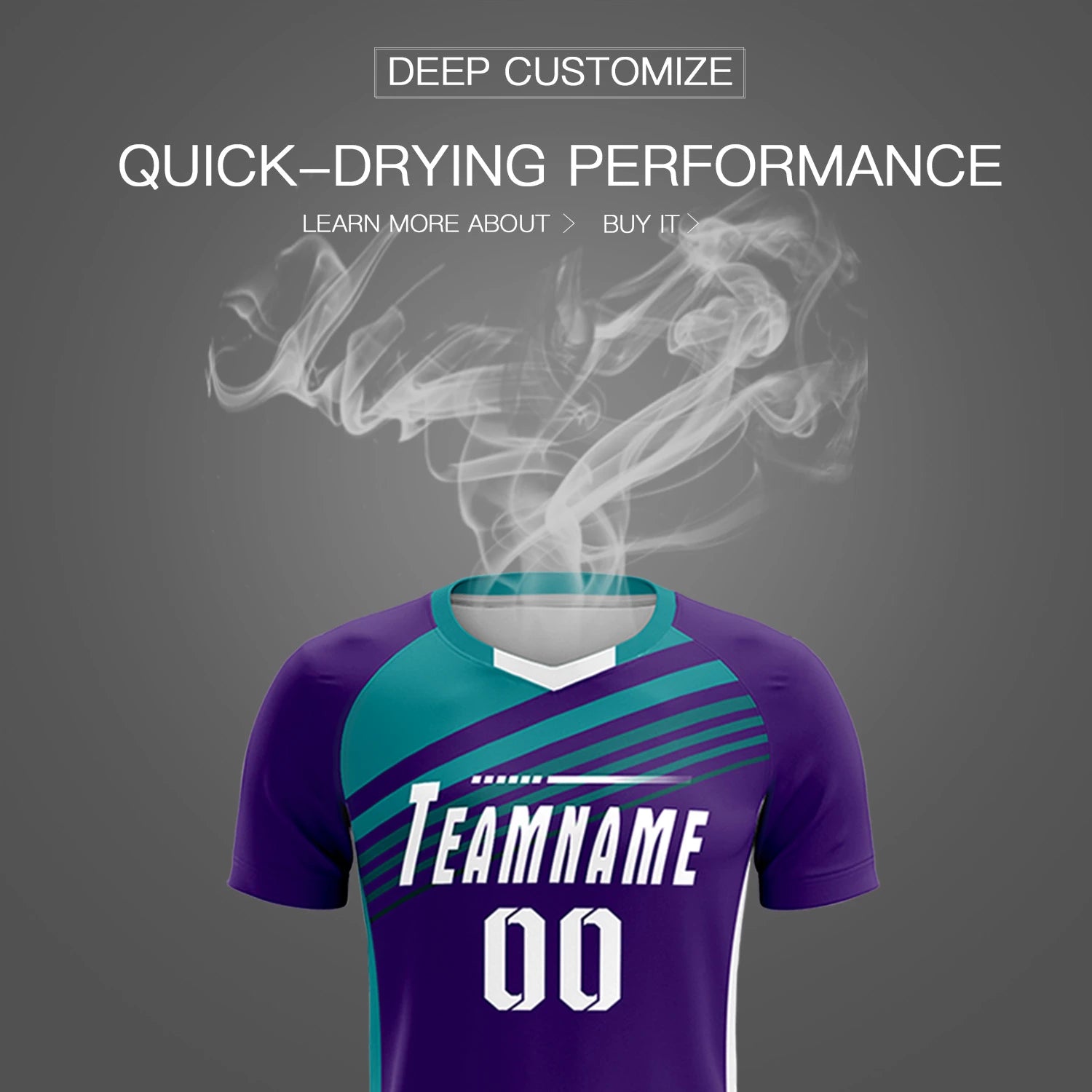 Custom Purple Aqua-White Gradient Sport Soccer Sets Jersey