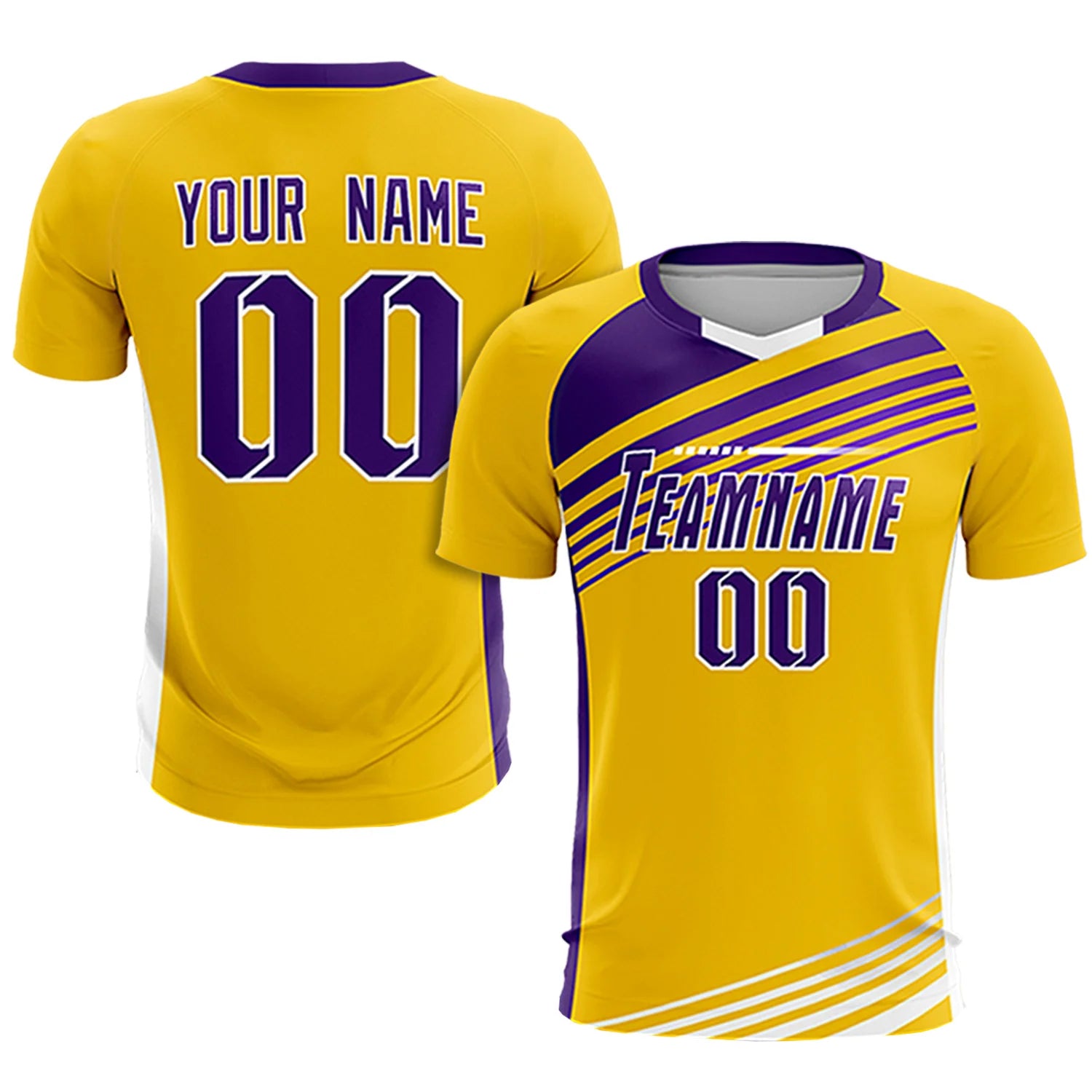 Custom Yellow Purple Gradient Sport Soccer Sets Jersey