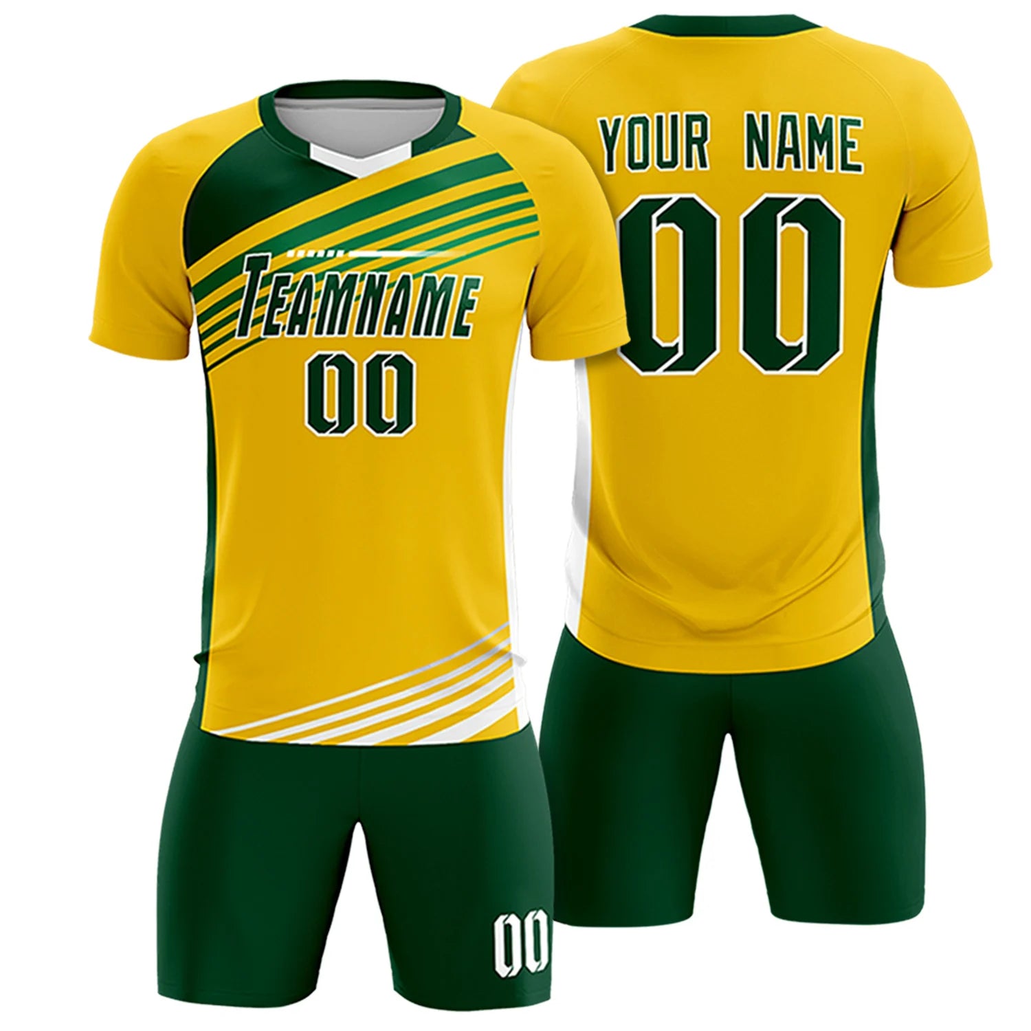 Custom Yellow Green Gradient Sport Soccer Sets Jersey