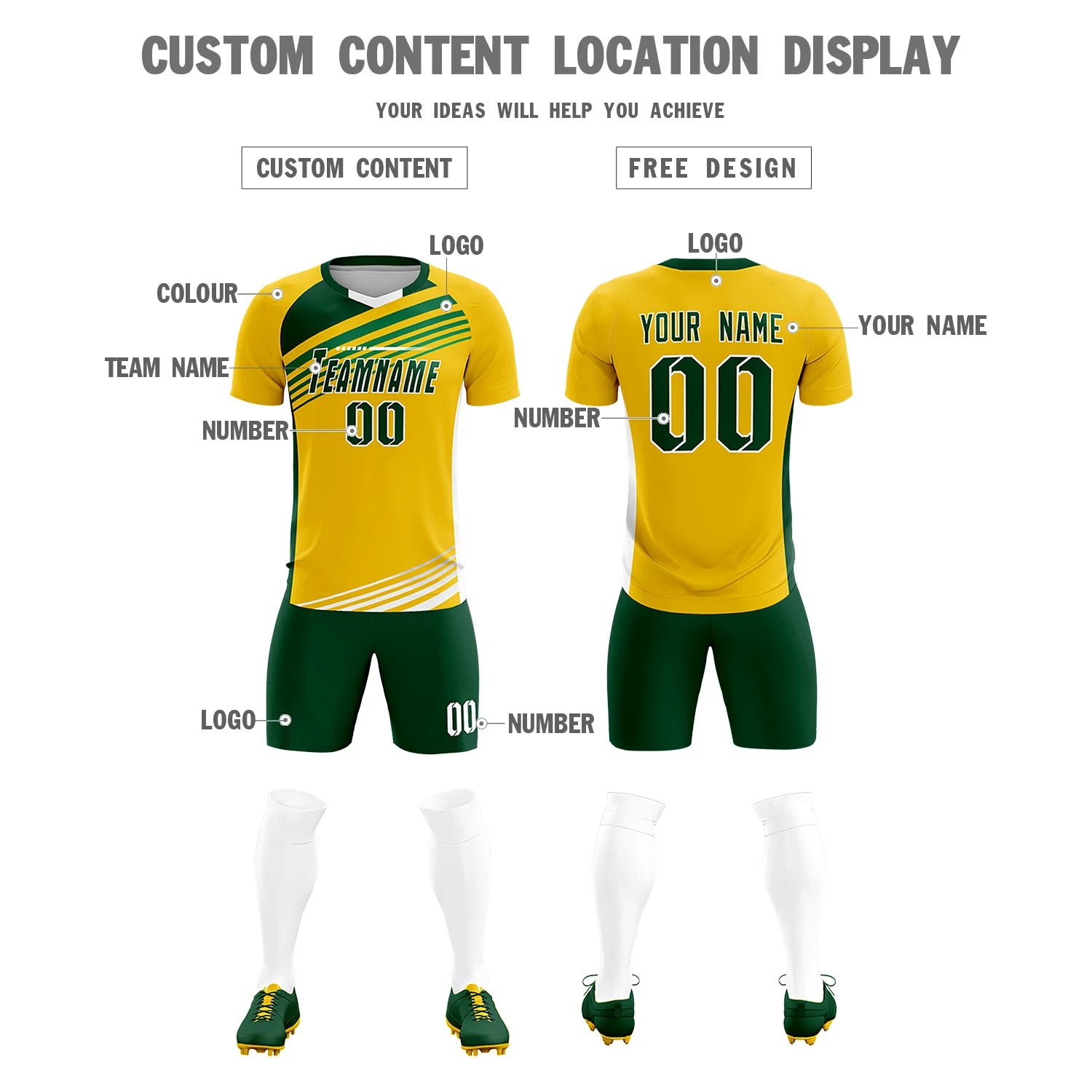 Custom Yellow Green Gradient Sport Soccer Sets Jersey