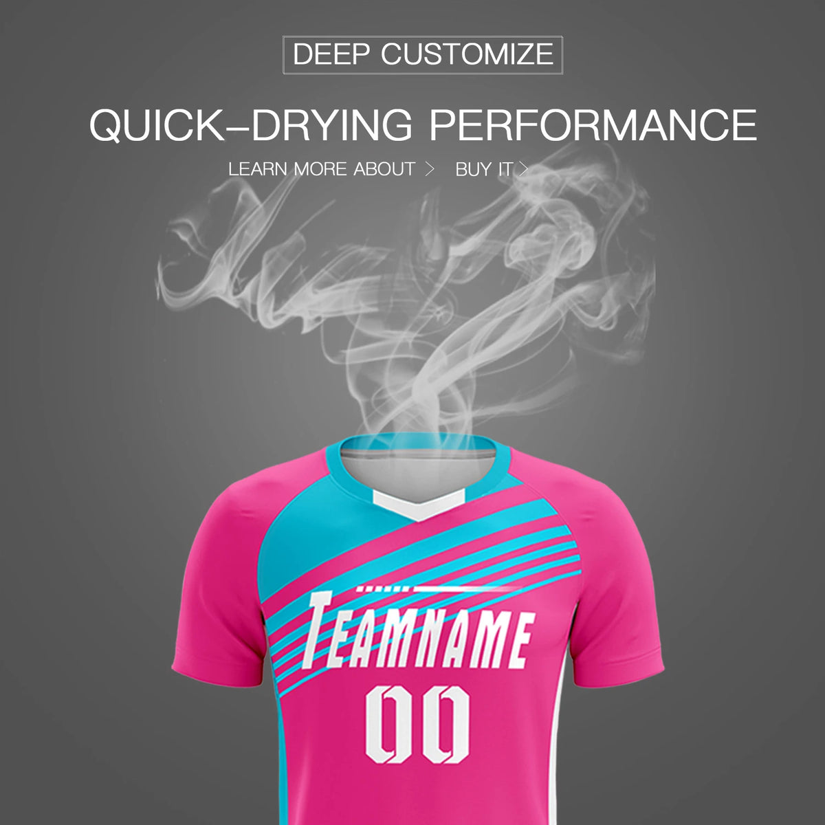 Custom Pink Sky Blue Gradient Sport Soccer Sets Jersey