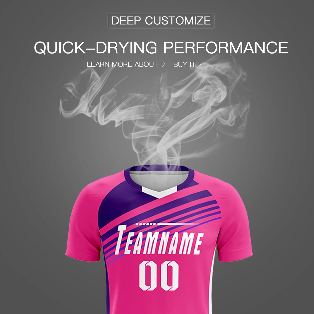 Custom Pink Purple Gradient Sport Soccer Sets Jersey