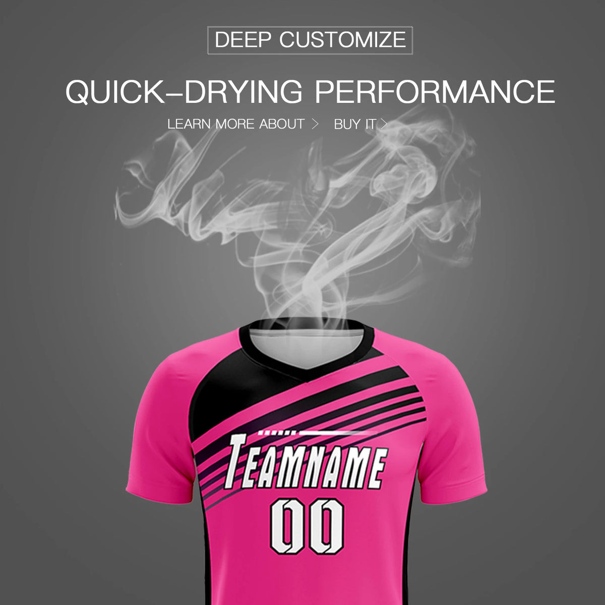 Custom Pink Black-White Gradient Sport Soccer Sets Jersey