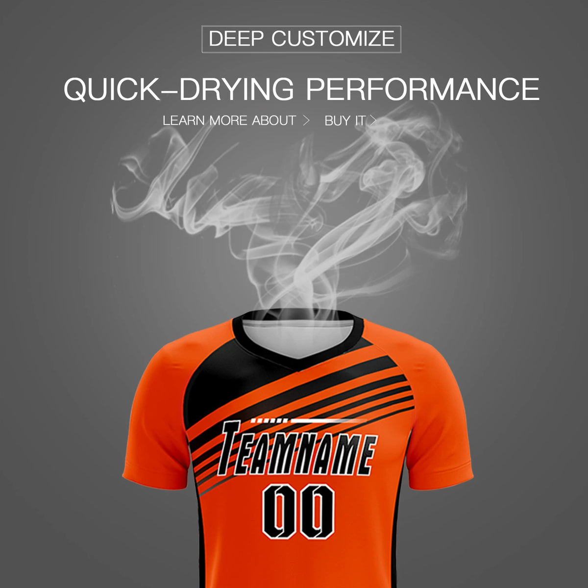 Custom Orange Black Gradient Sport Soccer Sets Jersey