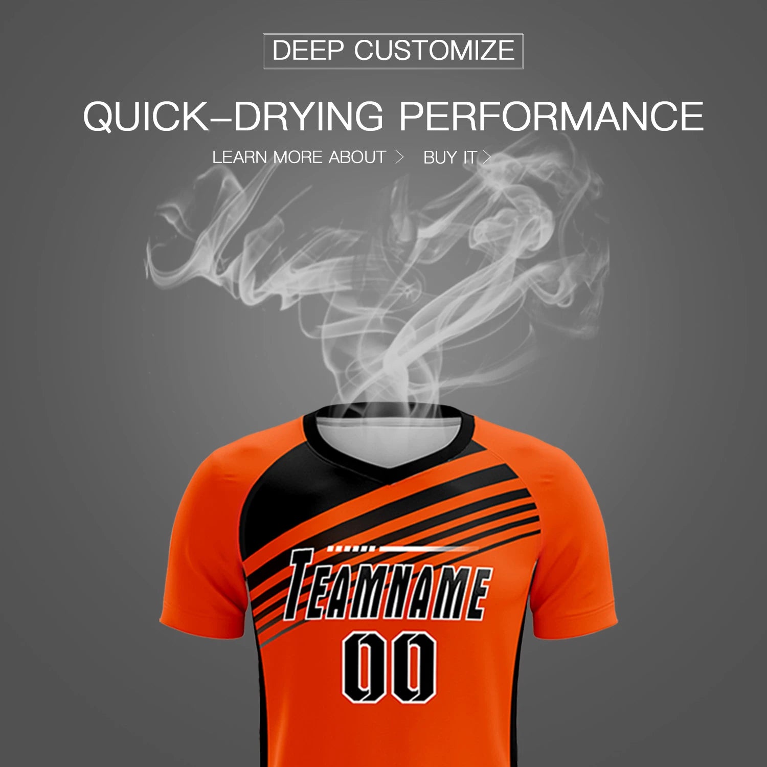 Custom Orange Black Gradient Sport Soccer Sets Jersey