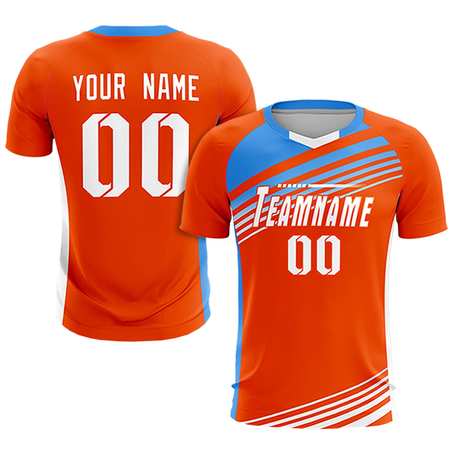 Custom Orange Powder Blue-White Gradient Sport Soccer Sets Jersey