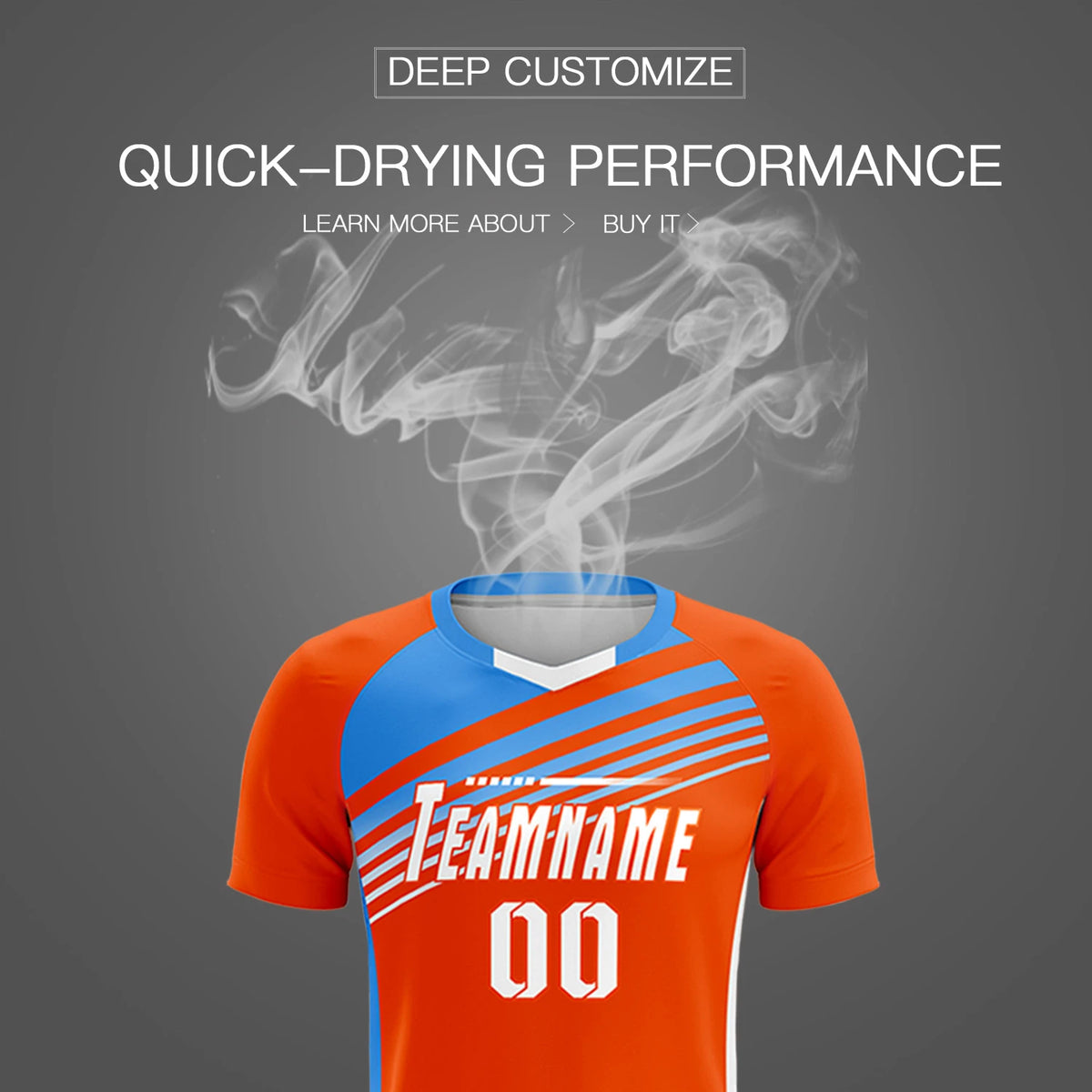 Custom Orange Powder Blue-White Gradient Sport Soccer Sets Jersey