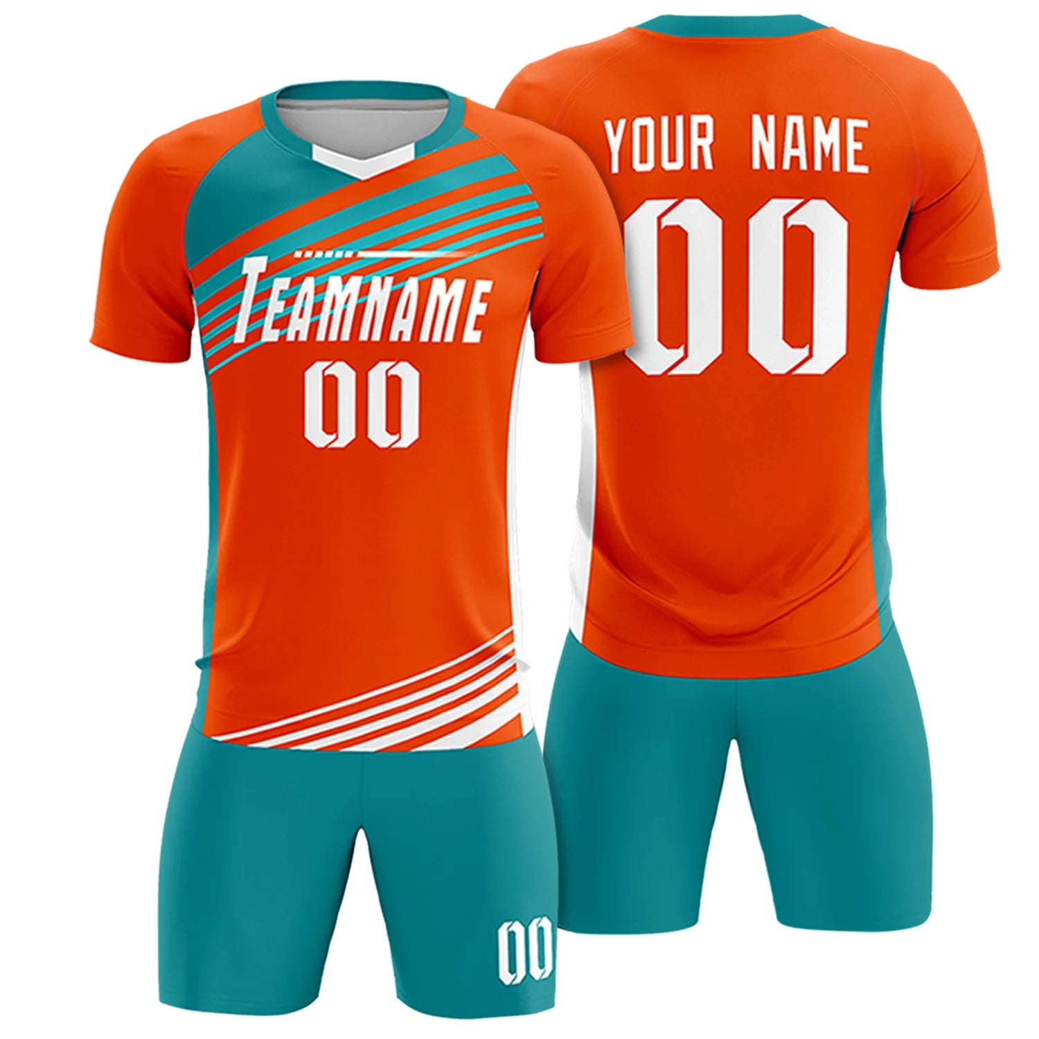 Custom Orange Aqua-White Gradient Sport Soccer Sets Jersey