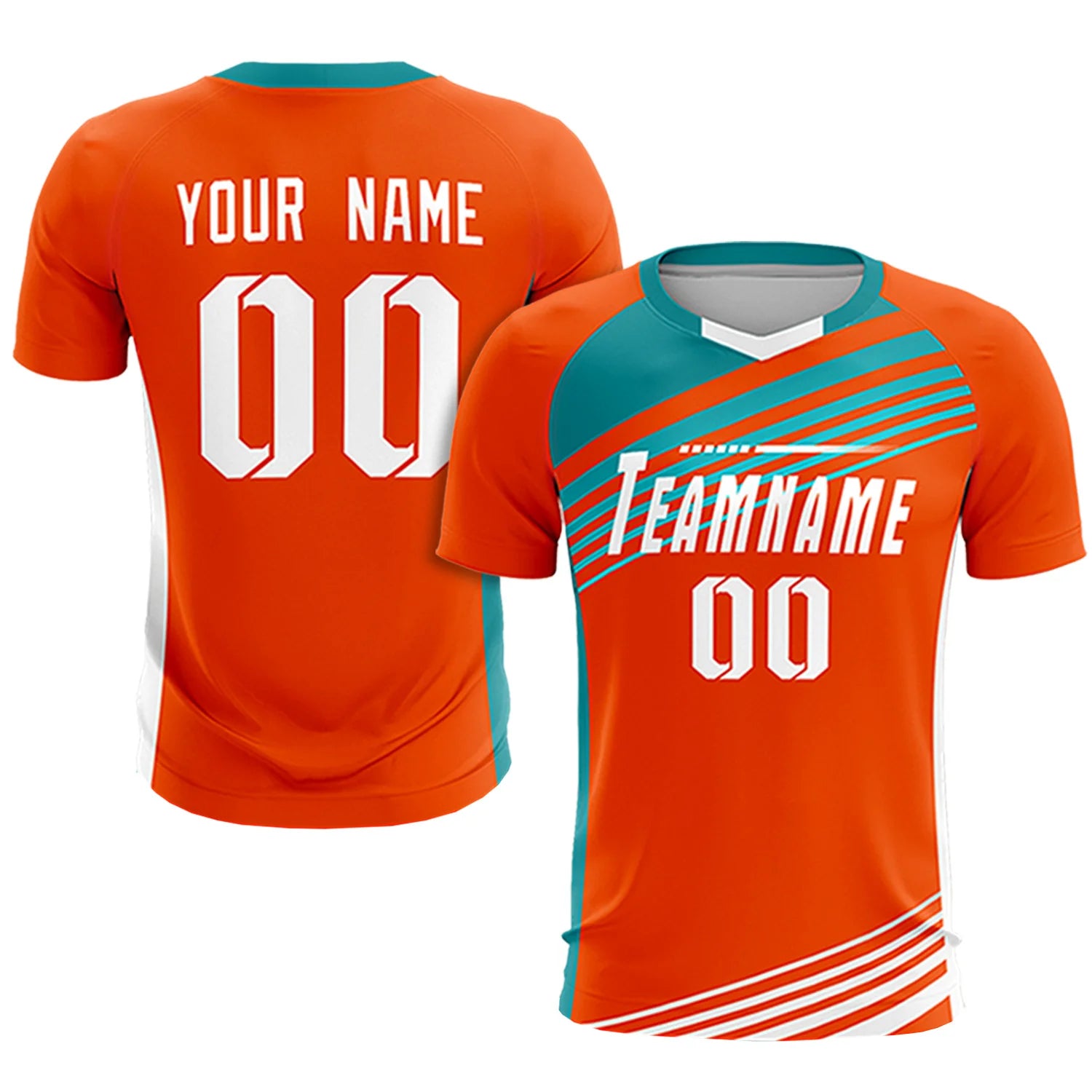 Custom Orange Aqua-White Gradient Sport Soccer Sets Jersey