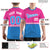 Custom Pink Powder Blue-White Color Block Design Performance T-Shirt