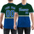 Custom Green Royal Blue-White Color Block Design Performance T-Shirt