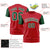 Custom Red Green White Crew Neck Personalized Raglan Sleeve Performance T-shirt