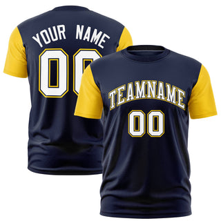 Custom Navy Gold01 White Crew Neck Personalized Raglan Sleeve Performance T-shirt - Style 1