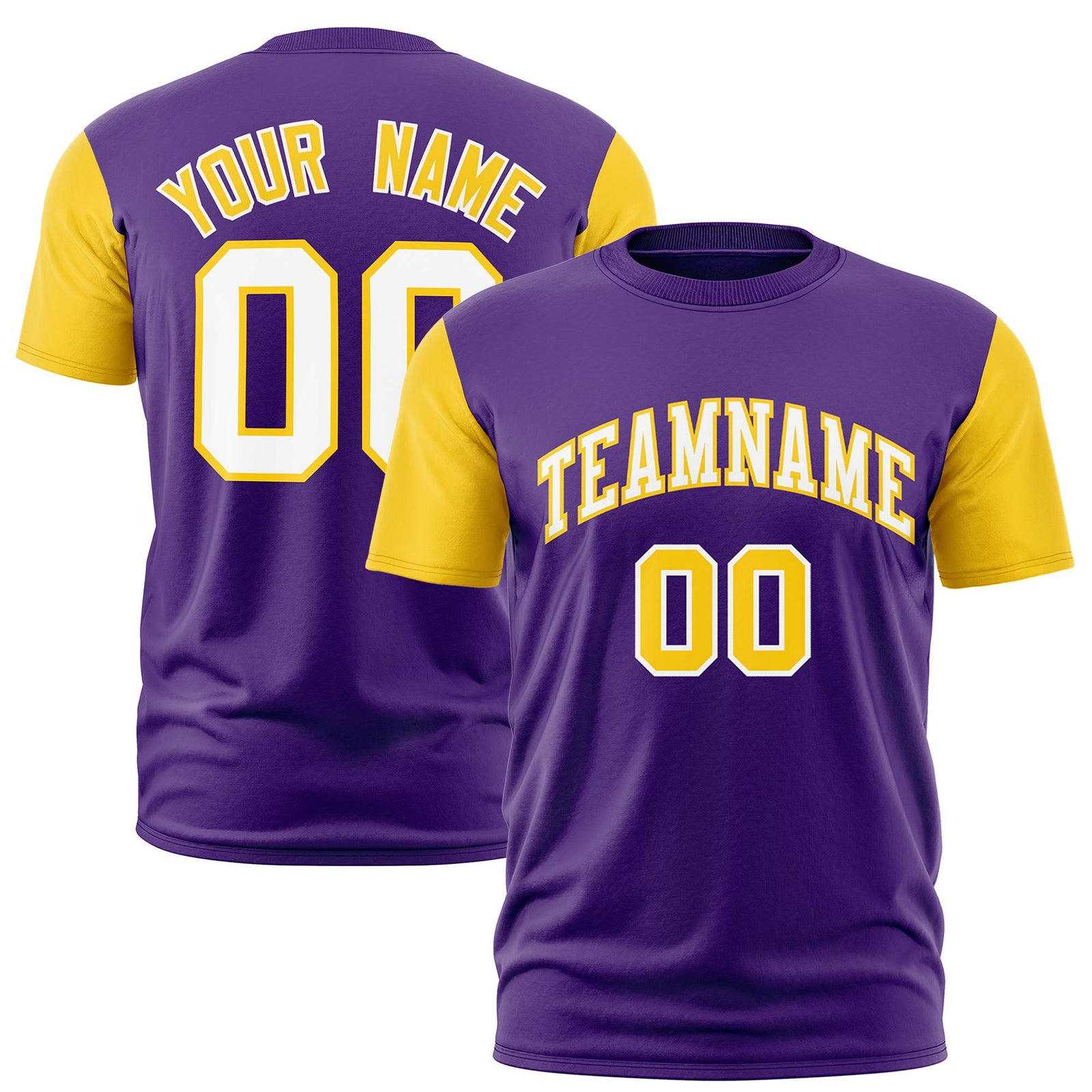 Custom Purple Gold01 White White Crew Neck Personalized Raglan Sleeve Performance T-shirt