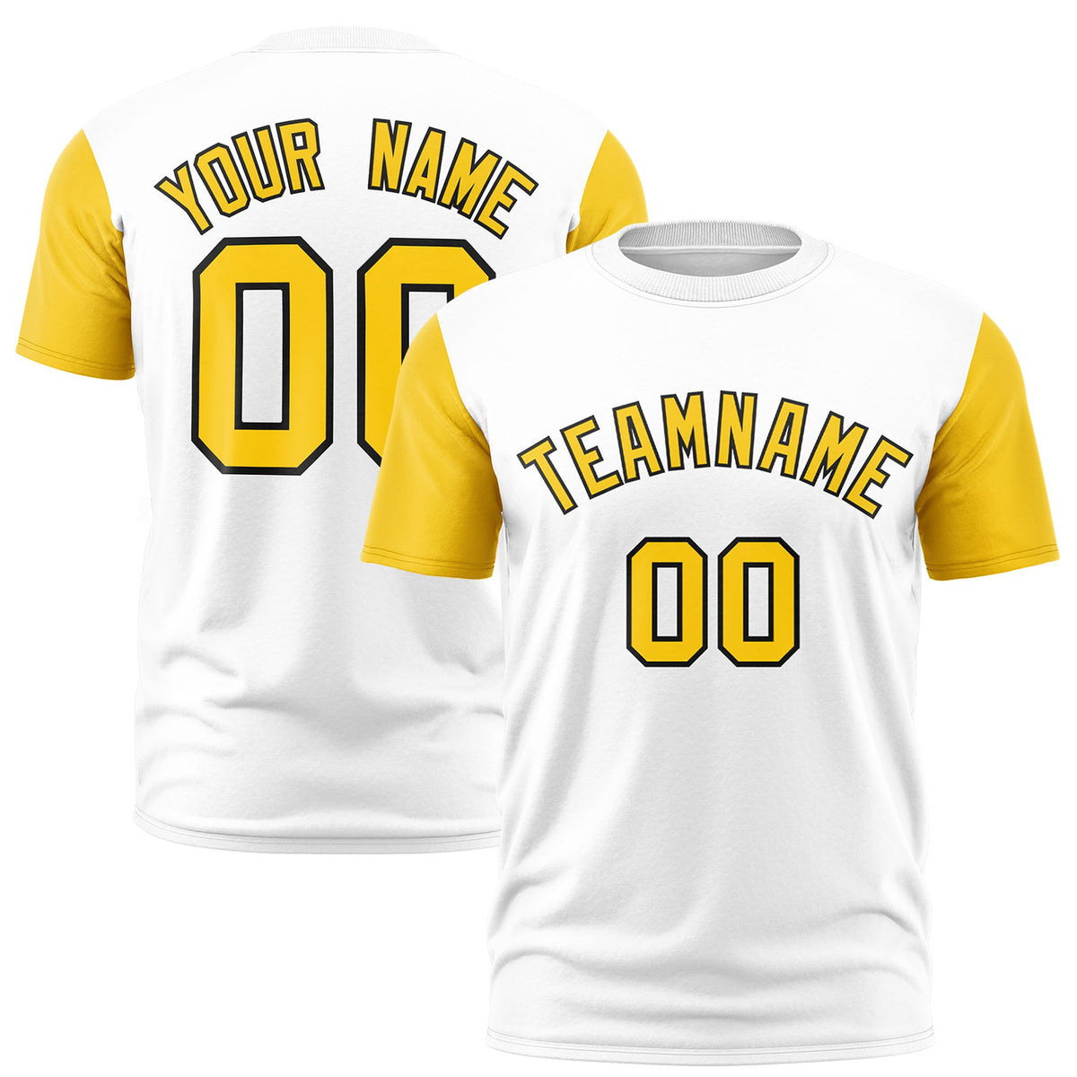 Custom White Gold01 Black Crew Neck Personalized Raglan Sleeve Performance T-shirt