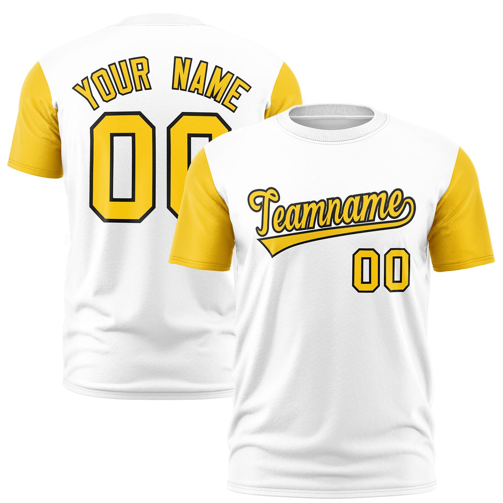 Custom White Gold01 Black Crew Neck Personalized Raglan Sleeve Performance T-shirt