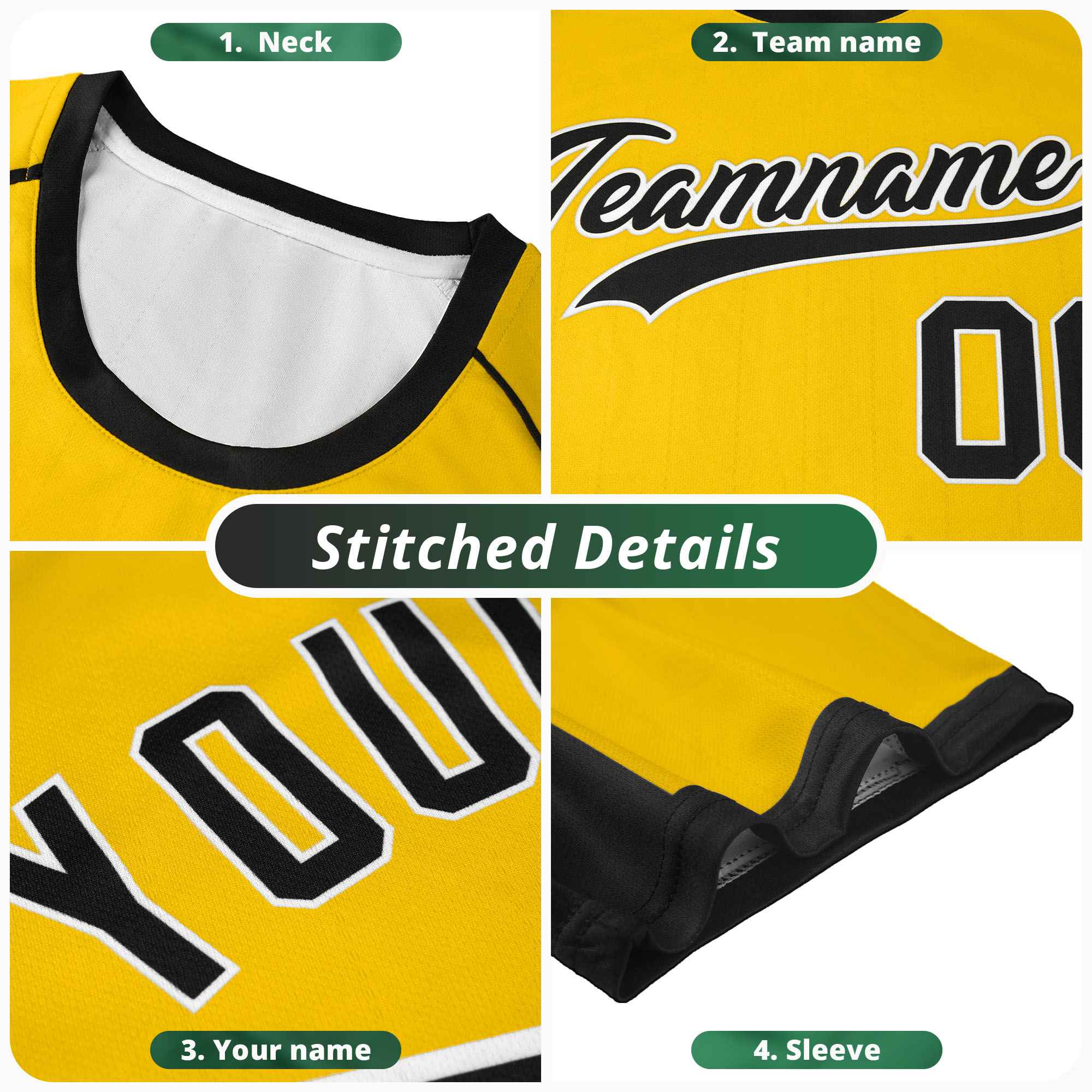 Custom Green Yellow White Crew Neck Personalized Raglan Sleeve Performance T-shirt