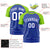 Custom Royal Blue Neon Green Personalized Star Pattern Raglan Sleeves Performance T-Shirt