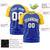 Custom Royal Blue Gold Personalized Star Pattern Raglan Sleeves Performance T-Shirt